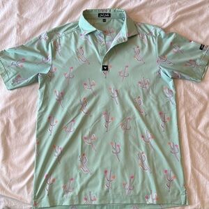 Bad Birdie cactus print golf polo